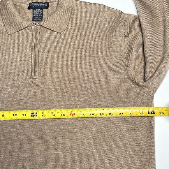 Hathaway Platinum Mens XL 1/4 Zip Merino Wool Sweater Tan Italy Excellent - Picture 8 of 8